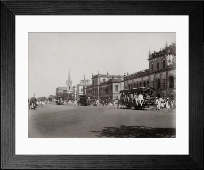 Framed Print : Street scene and trams, Madras (Chennai) India c. 1880 s Framed Print : Street scene and trams, Madras (Chennai) India c. 1880 s