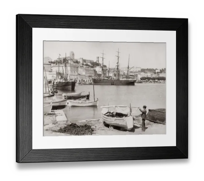 Framed Print : Boats in the harbour, Cannes, France, c. 1890 s Framed Print : Boats in the harbour, Cannes, France, c. 1890 s