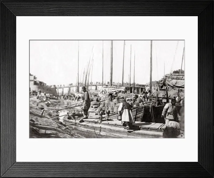 Framed Print : Loading boats Xianxian area, Hebei, China c. 1900 Framed Print : Loading boats Xianxian area, Hebei, China c. 1900