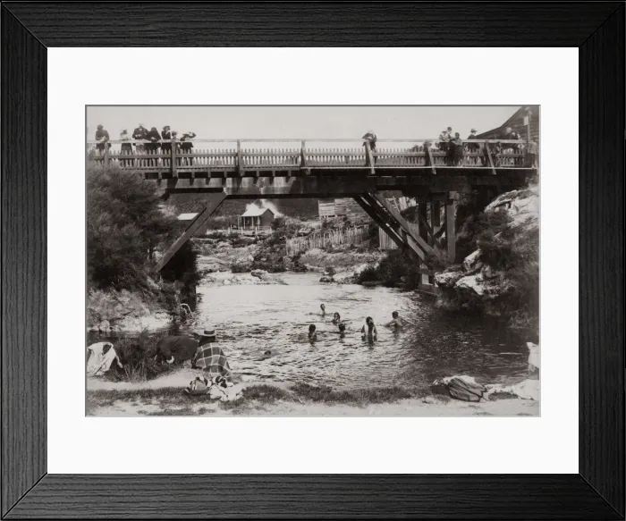 Framed Print : Maori children river swimming, New Zealand, c. 1890 Framed Print : Maori children river swimming, New Zealand, c. 1890