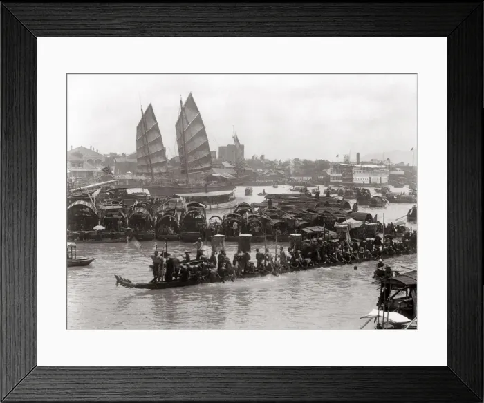 Framed Print : Dragon Boat, Canton (Guangzhou) China c. 1890 s Framed Print : Dragon Boat, Canton (Guangzhou) China c. 1890 s