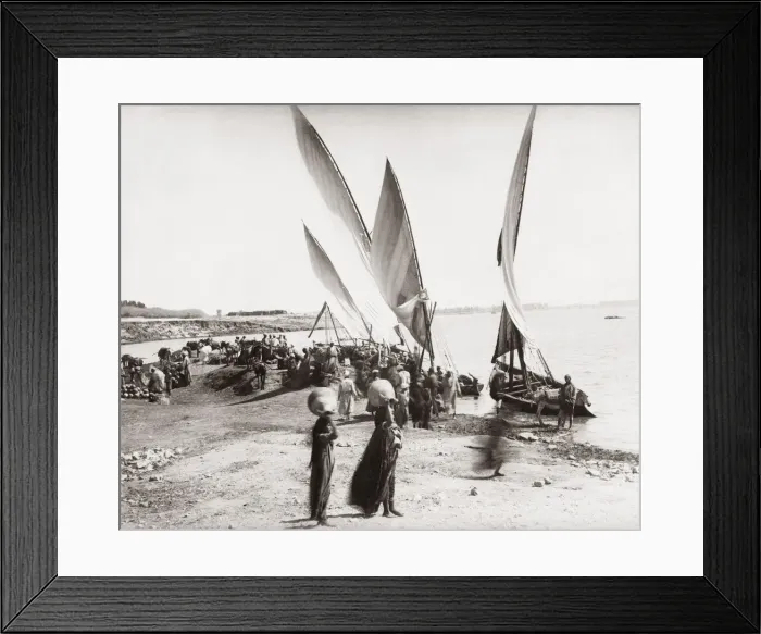 Framed Print : Boats on the river Nile, Egypt, c. 1890 s Framed Print : Boats on the river Nile, Egypt, c. 1890 s