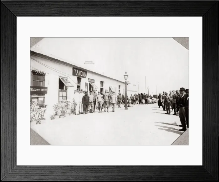 Framed Print : Train station, Tangku (Tanggu) China c. 1900 Framed Print : Train station, Tangku (Tanggu) China c. 1900