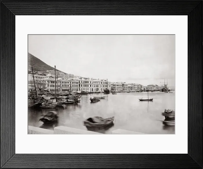 Framed Print : The Praya and boats, Hong Kong c. 1860 s Framed Print : The Praya and boats, Hong Kong c. 1860 s