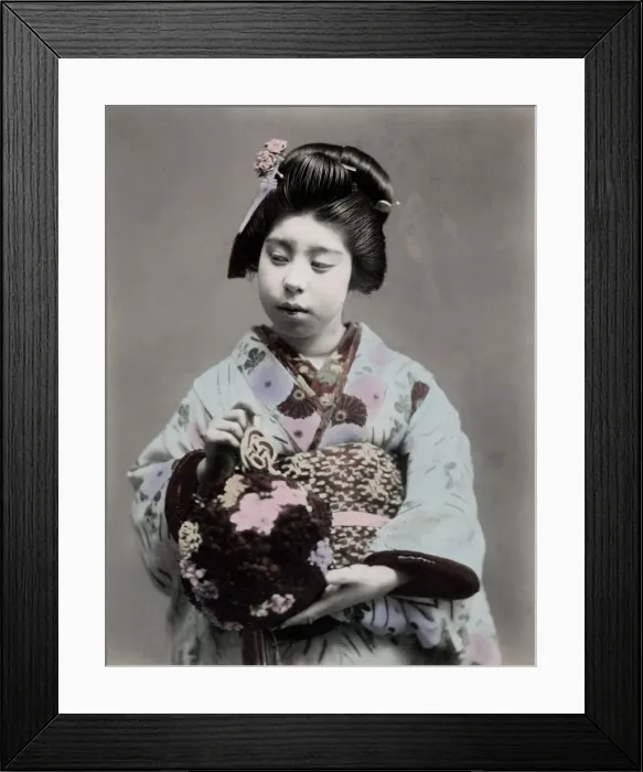 Framed Print : c. 1880s Japan - portrait of a geisha Framed Print : c. 1880s Japan - portrait of a geisha