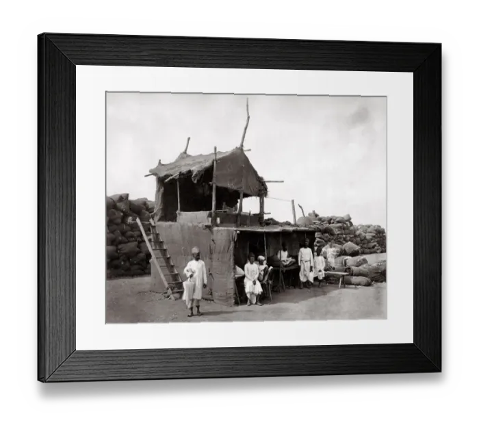 Framed Print : c. 1870s India - cotton shed and cotton bales Framed Print : c. 1870s India - cotton shed and cotton bales