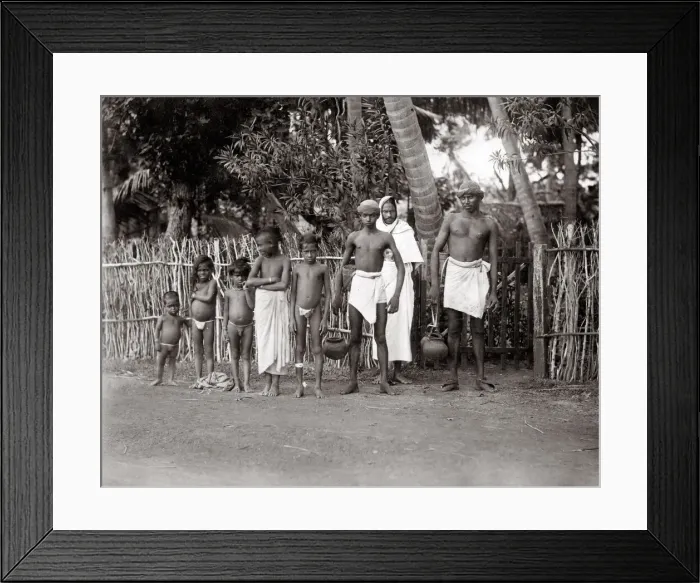 Framed Print : c. 1880s India - group of men and boys with pots Framed Print : c. 1880s India - group of men and boys with pots