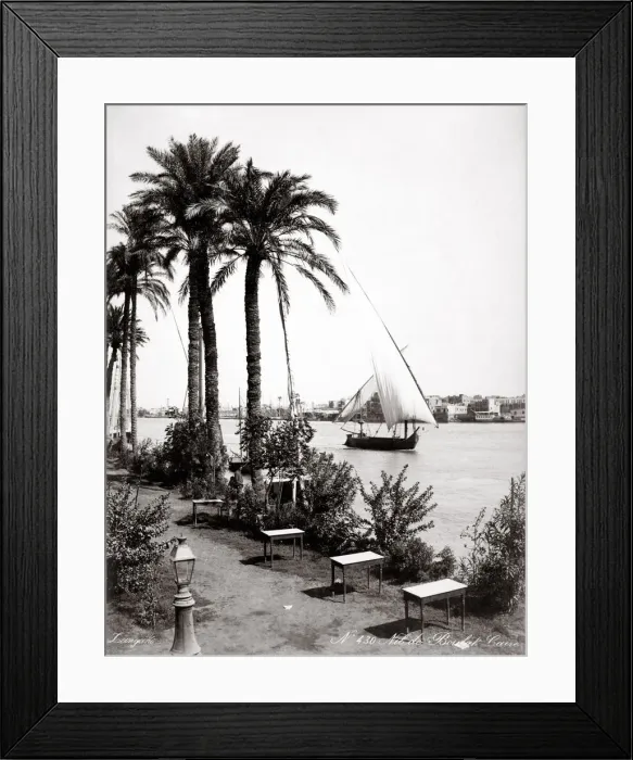 Framed Print : c. 1880s Egypt Cairo - sail boat on the river Nile Framed Print : c. 1880s Egypt Cairo - sail boat on the river Nile