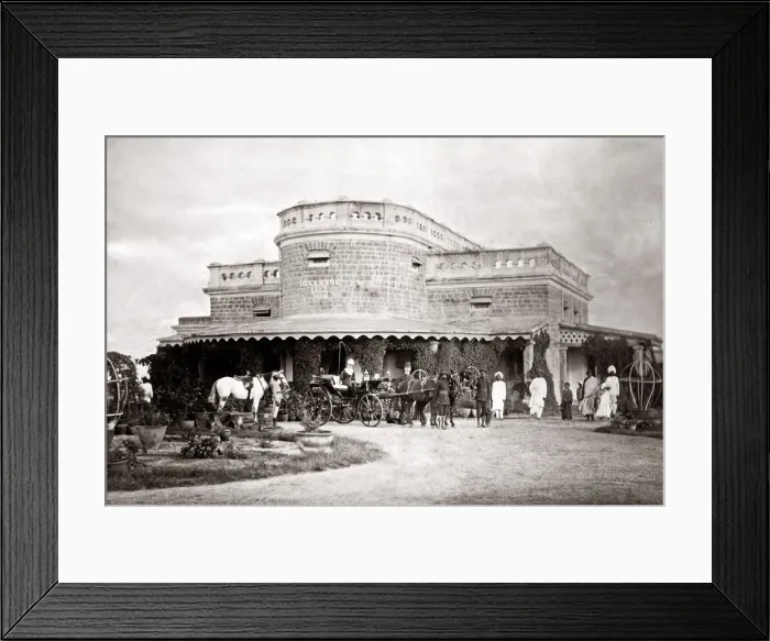 Framed Print : c. 1880 India - family group with Indian servants