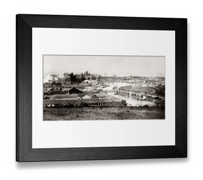 Framed Print : c. 1870 Singapore from the southern battery of Fort Canning Framed Print : c. 1870 Singapore from the southern battery of Fort Canning