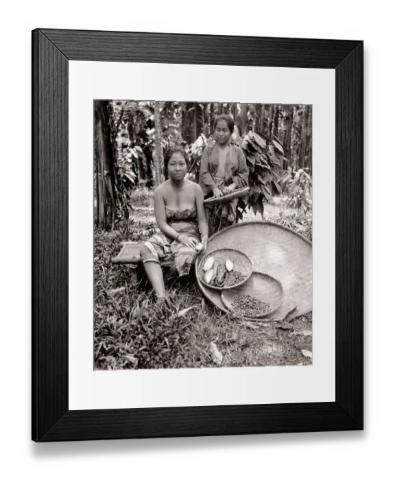 Framed Print : South East Asia - women with baskets of crop of fruit Framed Print : South East Asia - women with baskets of crop of fruit