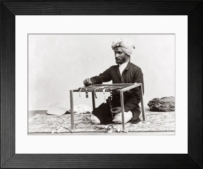 Framed Print : c. 1880s India - man working with cloth Framed Print : c. 1880s India - man working with cloth