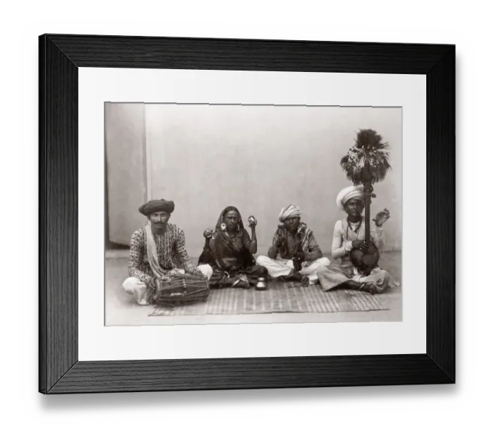 Framed Print : c. 1880s India - musicians and dancer Framed Print : c. 1880s India - musicians and dancer