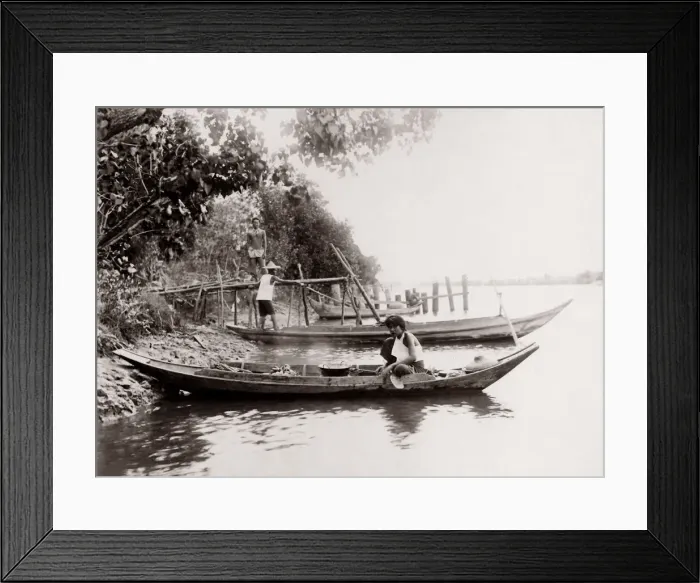 Framed Print : c. 1890 South East Asia portrait - men in boats Framed Print : c. 1890 South East Asia portrait - men in boats