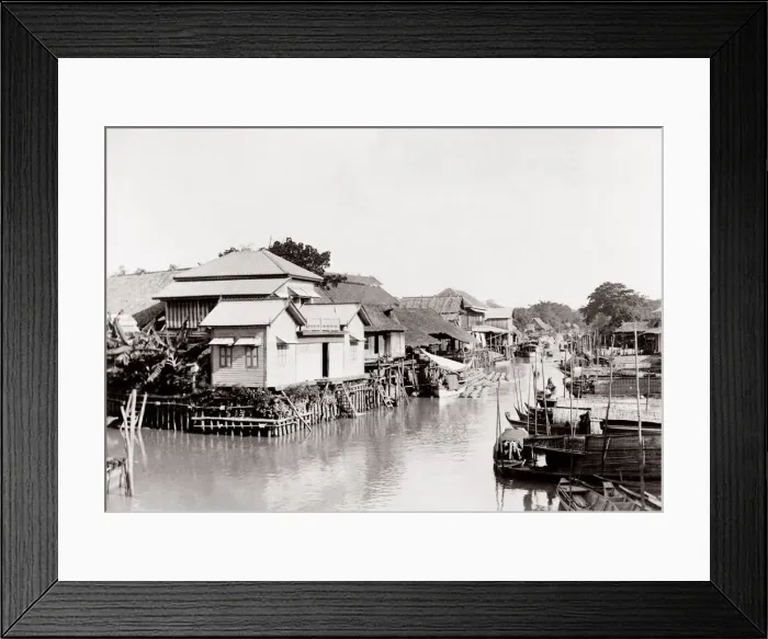 Framed Print : c. 1880s - canal view - probably Dutch East Indies Indonesia Framed Print : c. 1880s - canal view - probably Dutch East Indies Indonesia