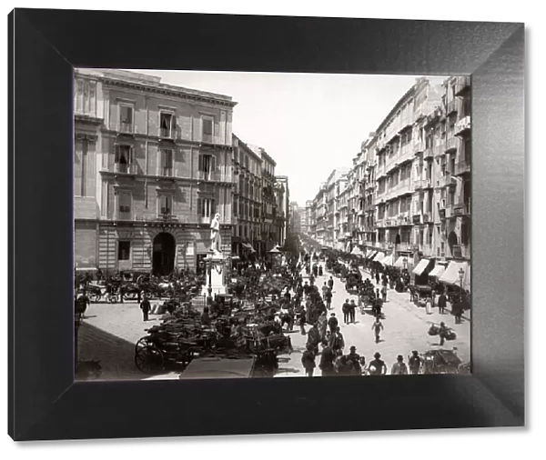 c. 1880s Italy Naples Napoli - Via Roma