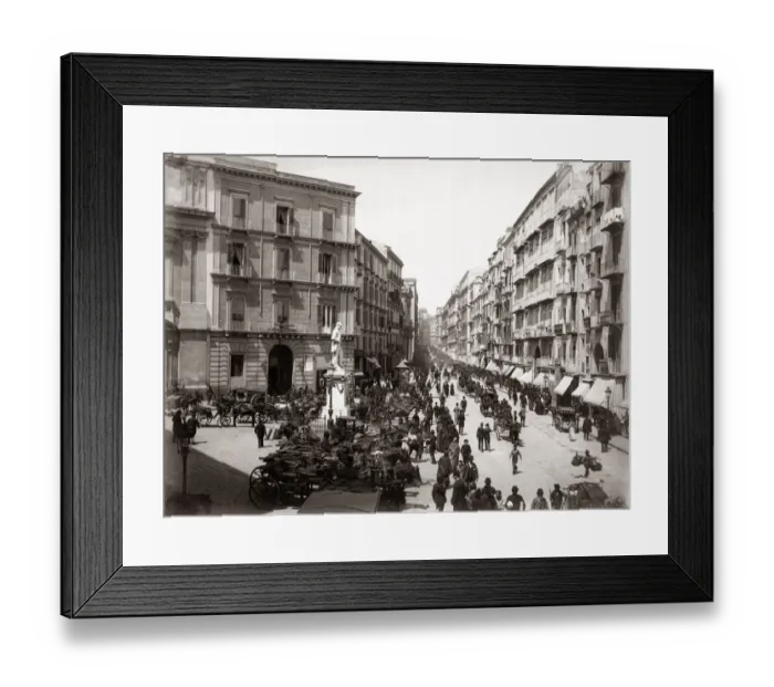 Framed Print : c. 1880s Italy Naples Napoli - Via Roma Framed Print : c. 1880s Italy Naples Napoli - Via Roma