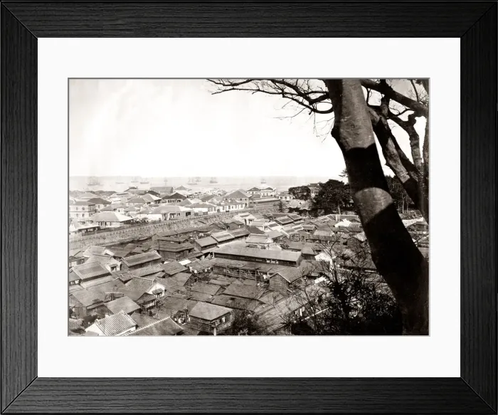 Framed Print : c. 1880s Japan Yokohama city and harbour Framed Print : c. 1880s Japan Yokohama city and harbour
