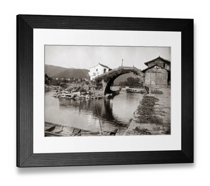 Framed Print : c. 1900 China - canal bridge probably Hankow Wuhan area Framed Print : c. 1900 China - canal bridge probably Hankow Wuhan area