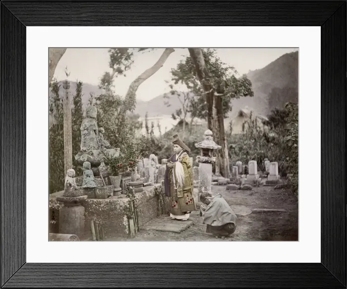 Framed Print : Japan - priests in a graveyard Framed Print : Japan - priests in a graveyard