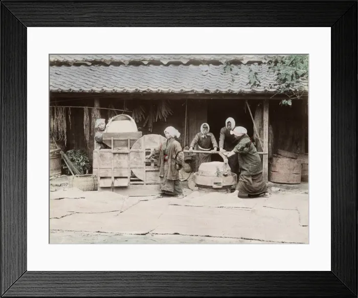 Framed Print : Japan - pounding and cleaning rice with bellows Framed Print : Japan - pounding and cleaning rice with bellows
