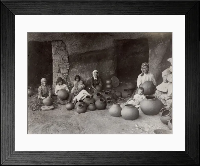 Framed Print : Women making pottery, potters, likley Madeira, Portugal Framed Print : Women making pottery, potters, likley Madeira, Portugal