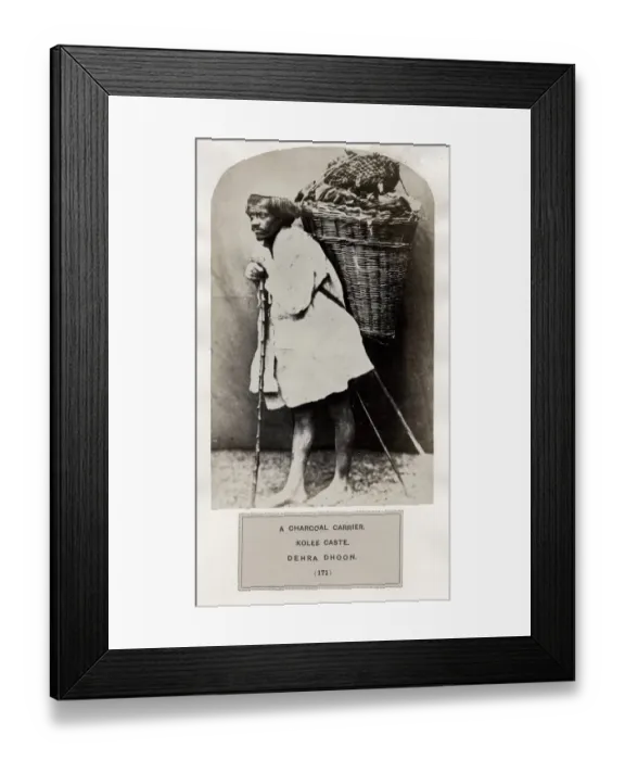 Framed Print : Charcoal carrier, Kolee caste, Dehra Doon. Koli