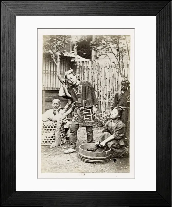 Framed Print : Early portrait Japan - Japanese group Framed Print : Early portrait Japan - Japanese group