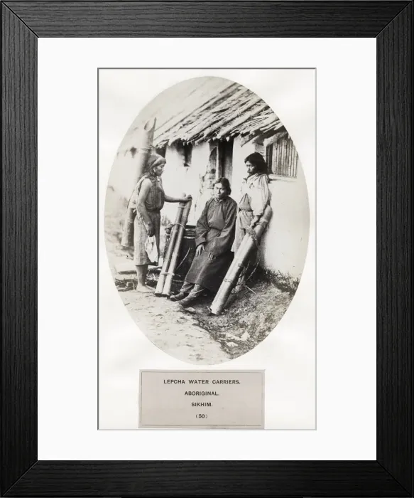 Framed Print : Lepcha water carriers, Aboriginal, Sikhim Framed Print : Lepcha water carriers, Aboriginal, Sikhim