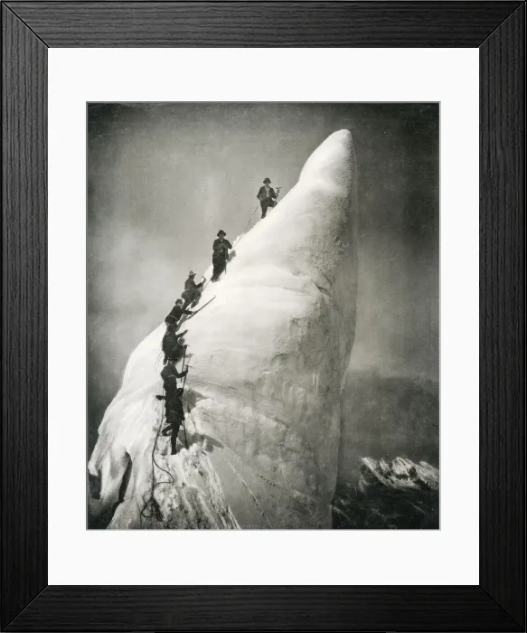 Framed Print : Climbing a serac, glacier pinnacle, in the Alps Framed Print : Climbing a serac, glacier pinnacle, in the Alps