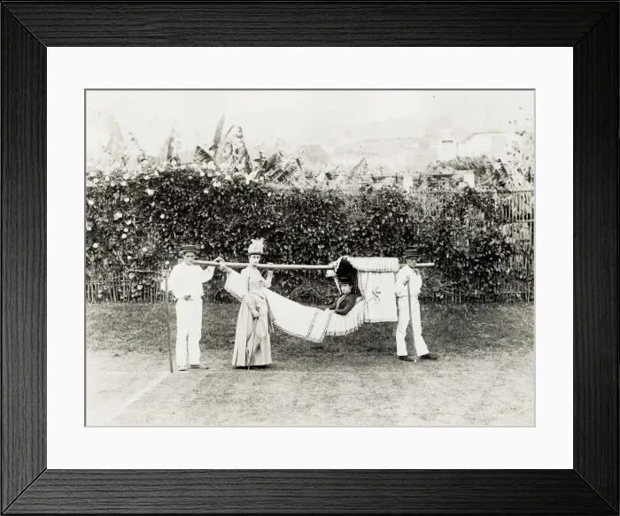 Framed Print : A hammock, carrying chair, likely Madeira or Canary Islands Framed Print : A hammock, carrying chair, likely Madeira or Canary Islands