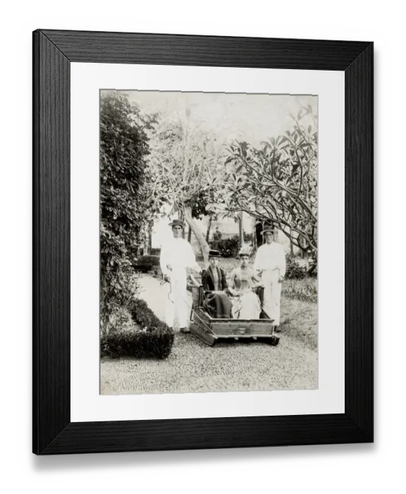 Framed Print : Women being pulled in a sledge, probably Madeira Framed Print : Women being pulled in a sledge, probably Madeira
