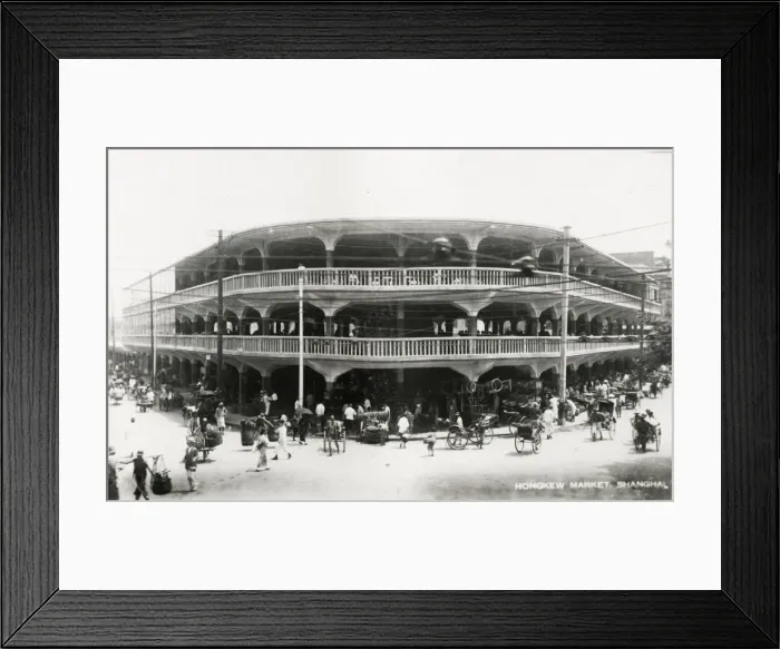 Framed Print : Vintage c. 1920s photograph: Hongkew Market, Shanghai China Framed Print : Vintage c. 1920s photograph: Hongkew Market, Shanghai China