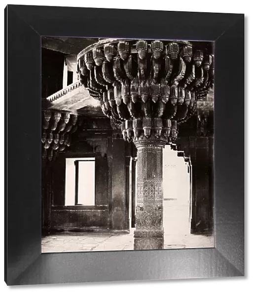 India - Fatehpur Sikri. Pillar in the Diwan-i-Khas