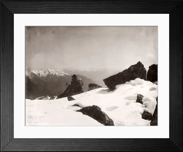 Framed Print : c. 1890s New Zealand climber in snow Mount Cook Aoraki? Framed Print : c. 1890s New Zealand climber in snow Mount Cook Aoraki?