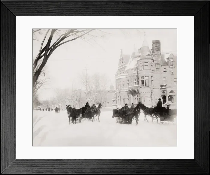 Framed Print : Horse and sledges in the snow, Montreal, Canada Framed Print : Horse and sledges in the snow, Montreal, Canada