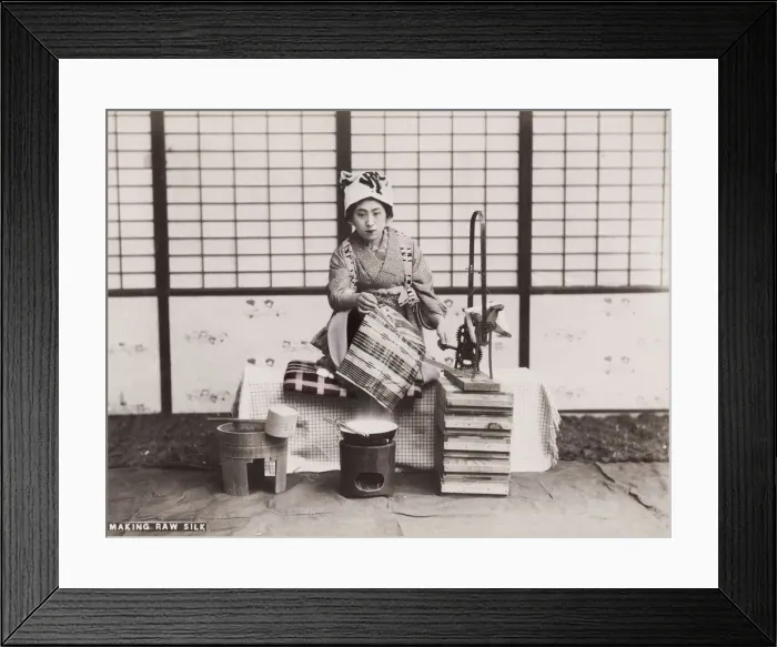 Framed Print : Making raw silk, Japan Framed Print : Making raw silk, Japan