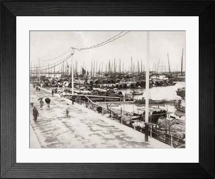 Framed Print : Ships and boats, The Bund, Shanghai, China c. 1890 s Framed Print : Ships and boats, The Bund, Shanghai, China c. 1890 s