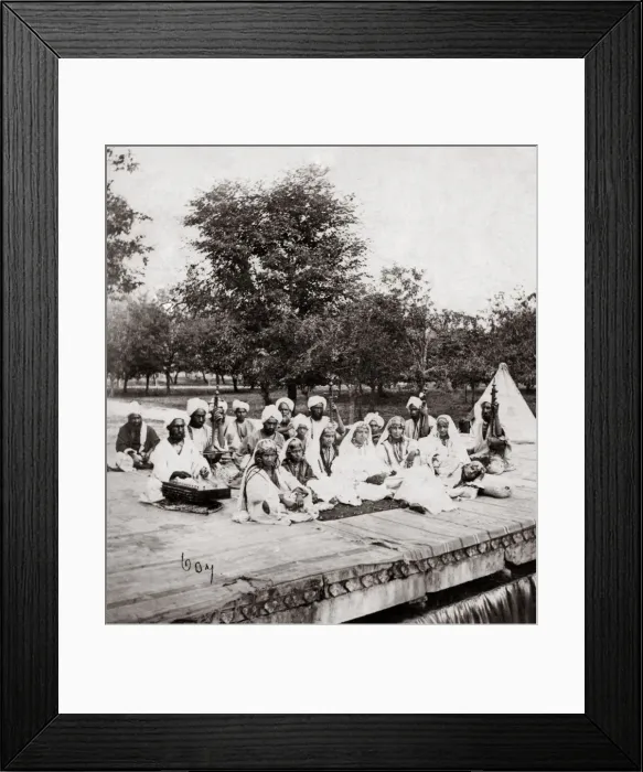 Framed Print : Group of nautch girls, musicians, Kashmir, India, 1860 s Framed Print : Group of nautch girls, musicians, Kashmir, India, 1860 s