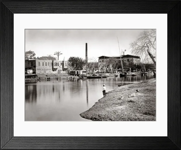 Framed Print : Boats on the canal, Alexandria, Egypt, c. 1880 s Framed Print : Boats on the canal, Alexandria, Egypt, c. 1880 s