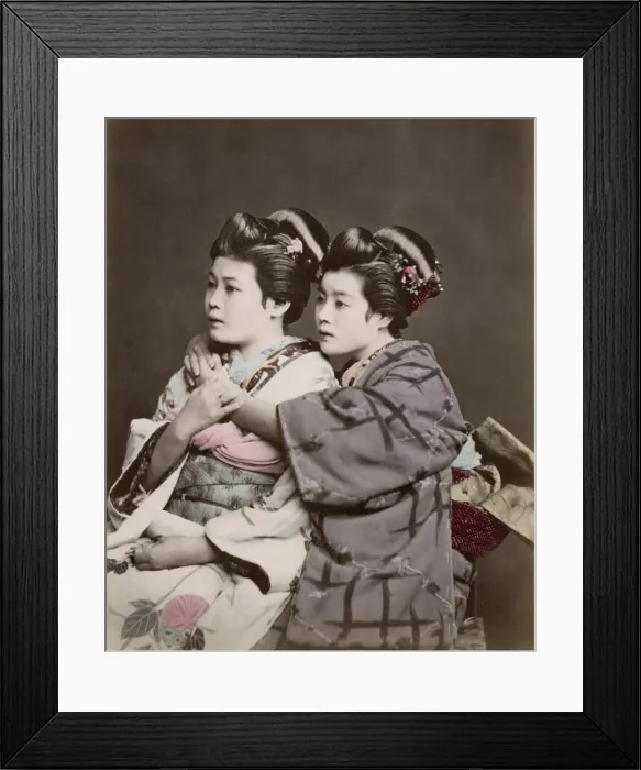 Framed Print : c. 1880s Japan - two geishas Framed Print : c. 1880s Japan - two geishas