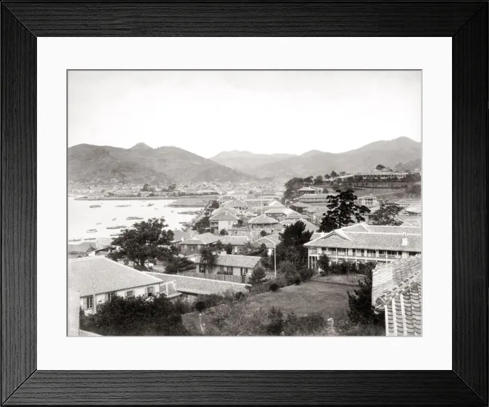 Framed Print : Foreign settlement and Nagasaki harbour, Japan, c. 1880 s Framed Print : Foreign settlement and Nagasaki harbour, Japan, c. 1880 s