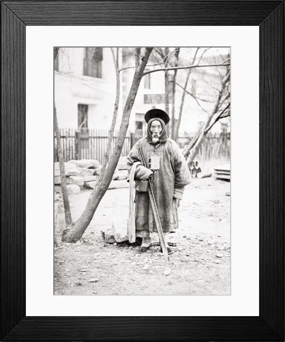 Framed Print : Beggar in winter clothing, China, c. 1880 s Framed Print : Beggar in winter clothing, China, c. 1880 s