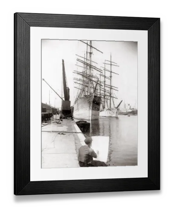 Framed Print : Artist at work, Millwall Docks, London, 1933
