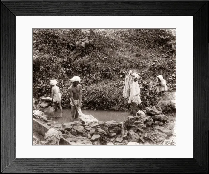 Framed Print : Dhobies washing clothes, India, c. 1880 s Framed Print : Dhobies washing clothes, India, c. 1880 s