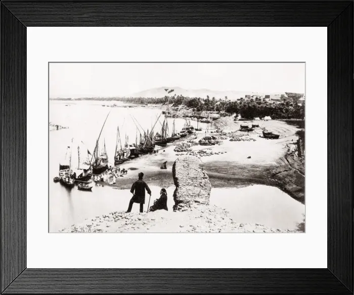 Framed Print : Boats on the Nile at Assouan (Aswan), Egypt 1857 Framed Print : Boats on the Nile at Assouan (Aswan), Egypt 1857