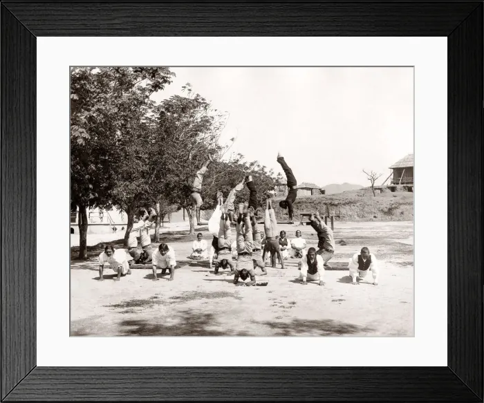 Framed Print : Army gymnastics instructors, Hong Kong, 1907 Framed Print : Army gymnastics instructors, Hong Kong, 1907
