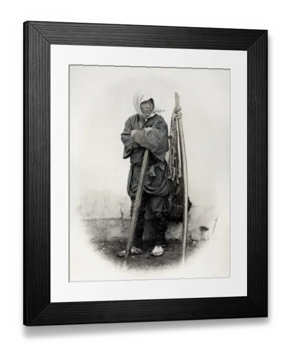 Framed Print : c. 1880s Japan porter or labourer