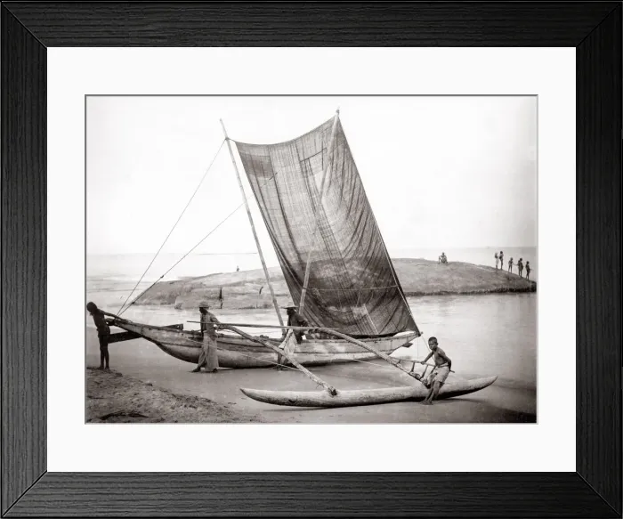 Framed Print : c. 1880s Ceylon Sri Lanka - fishing boats, catamarans Framed Print : c. 1880s Ceylon Sri Lanka - fishing boats, catamarans
