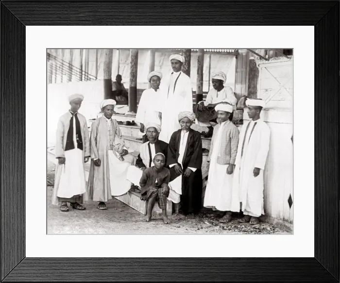 Framed Print : c. 1880s - group of Arab men and boys in Singapore Framed Print : c. 1880s - group of Arab men and boys in Singapore